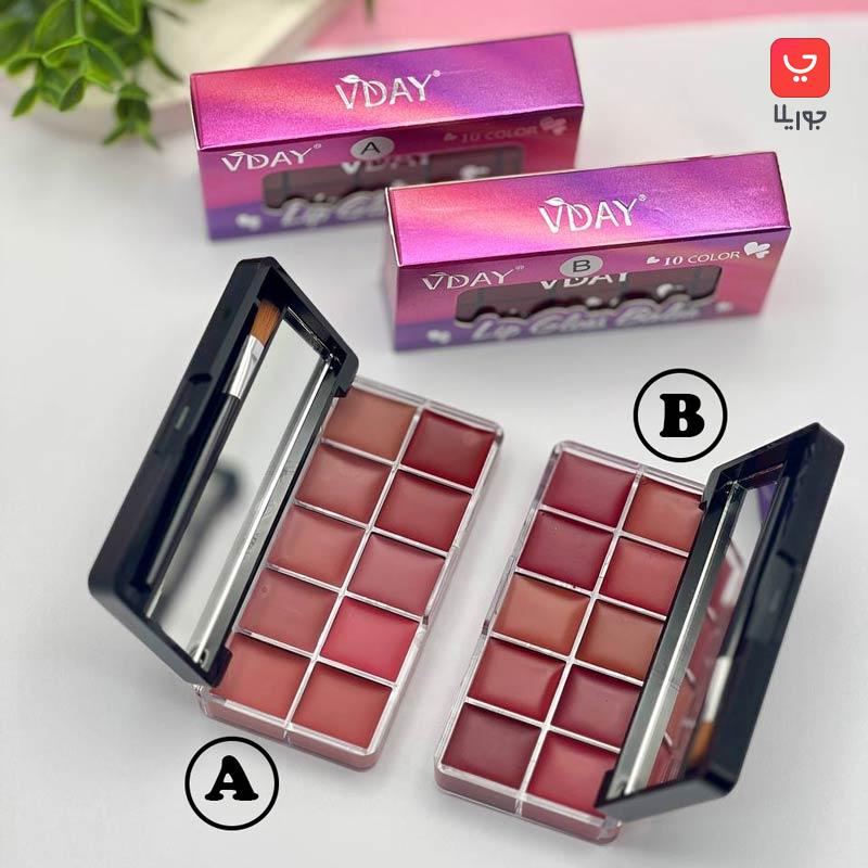 پالت رژلب 10 رنگ ویدی Vday Lip Glass Balm